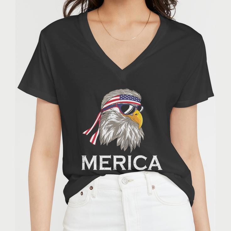 Eagle Mullet 4Th Of July Usa American Flag Merica Gift V4 Women V-Neck T-Shirt