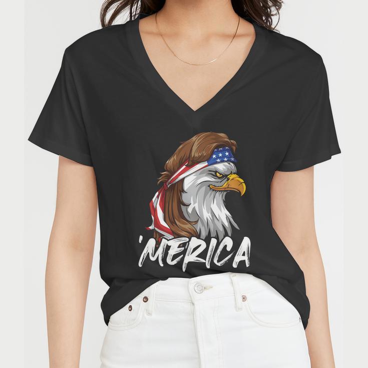 Eagle Mullet Merica 4Th Of July Usa American Flag Patriotic Great Gift Women V-Neck T-Shirt