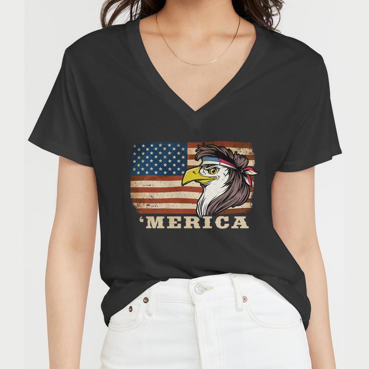 Eagle Mullet Usa American Flag Merica 4Th Of July Meaningful Gift Women V-Neck T-Shirt