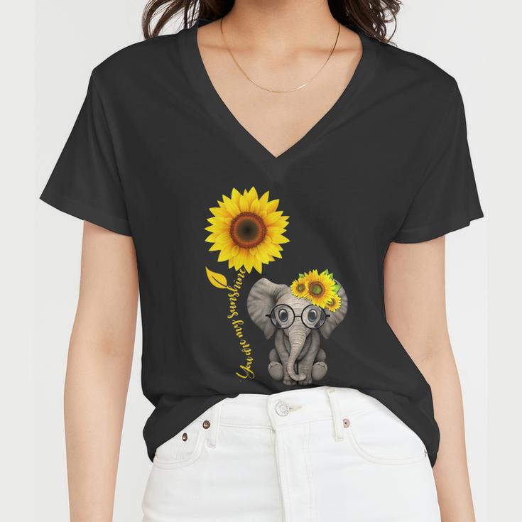 Elephant Sunflower You Are My Sunshine V2 Women V-Neck T-Shirt