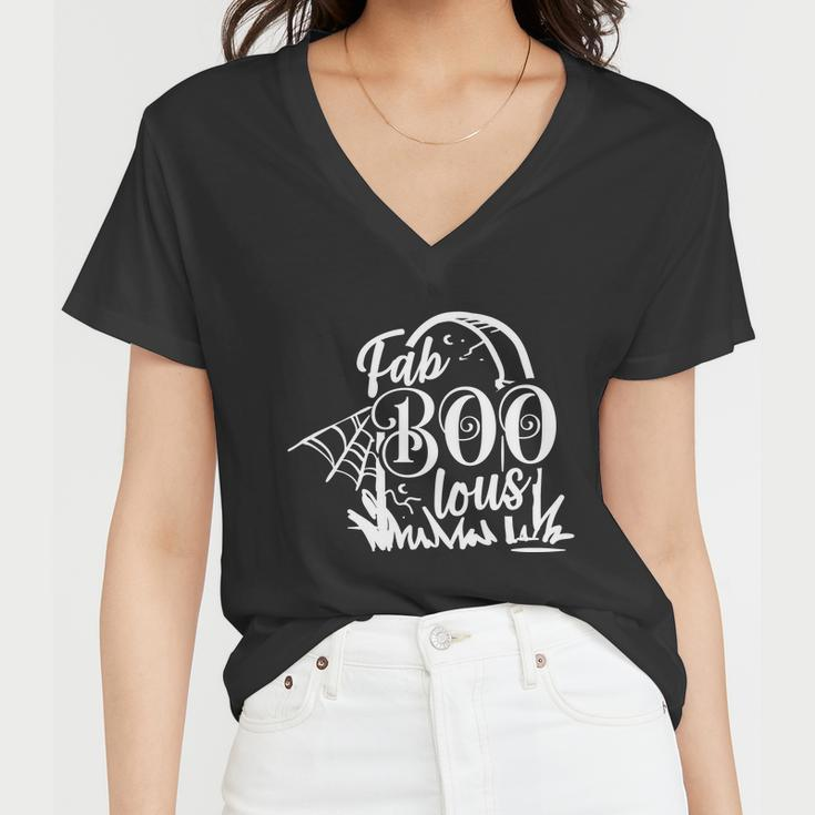 Fab Boo Lous Funny Halloween Quote Women V-Neck T-Shirt