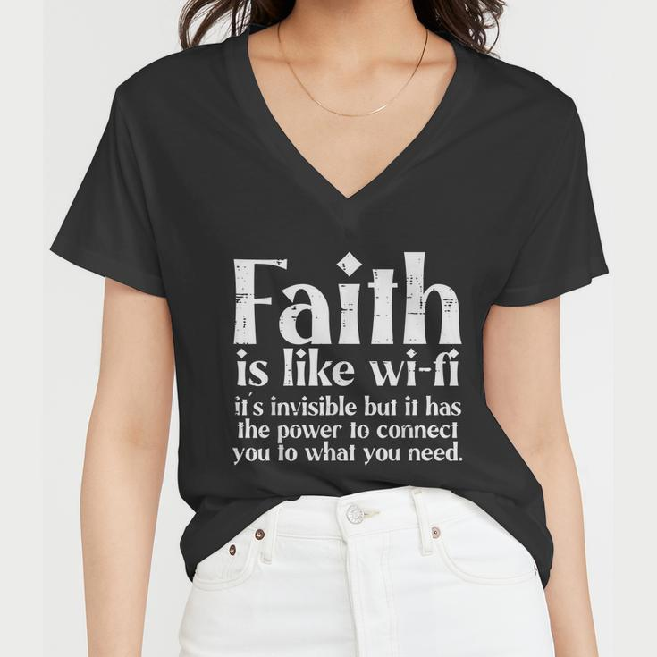 Faith Is Like Wifi God Jesus Religious Christian Men Women Women V-Neck T-Shirt