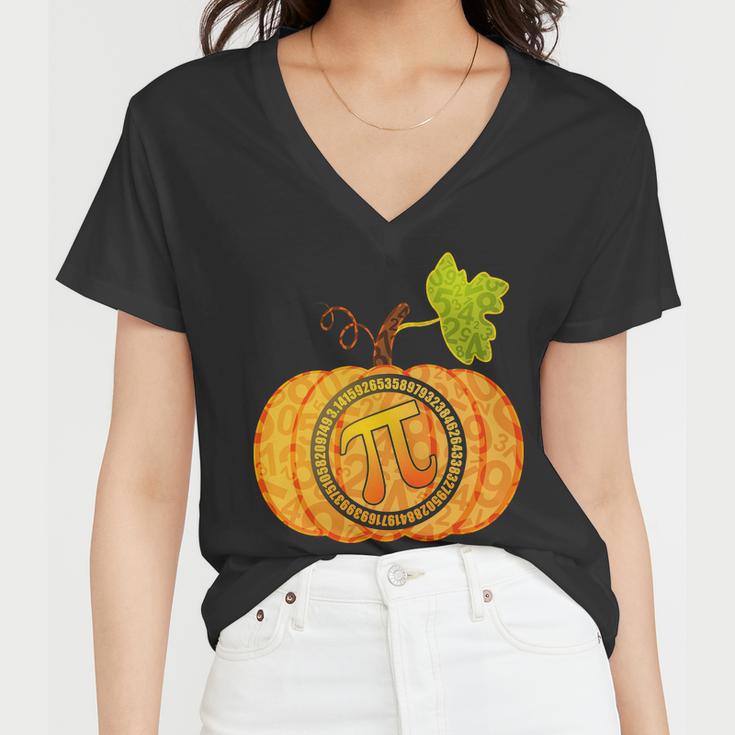 Fall Pumpkin Pi 314 Autumn Women V-Neck T-Shirt