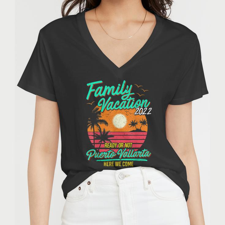 Family Vacation 2022 Puerto Vallarta Matching Group Couples Women V-Neck T-Shirt