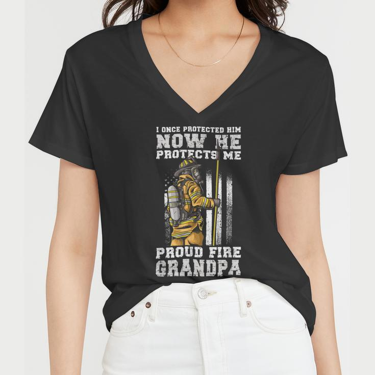 Firefighter Proud Fire Grandpa Firefighter Grandfather Of Fireman V2 Women V-Neck T-Shirt
