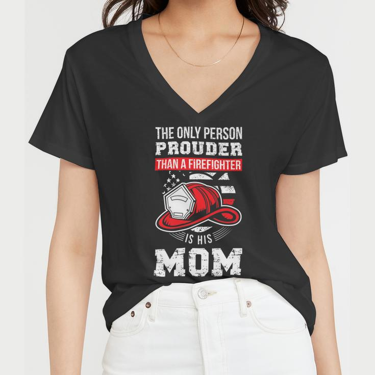 Firefighter Proud Firefighter Mom Fireman Mother Fireman Mama V2 Women V-Neck T-Shirt