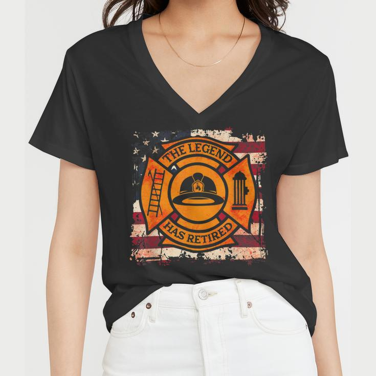 Firefighter The Legend Has Retired Fireman Firefighter Women V-Neck T-Shirt