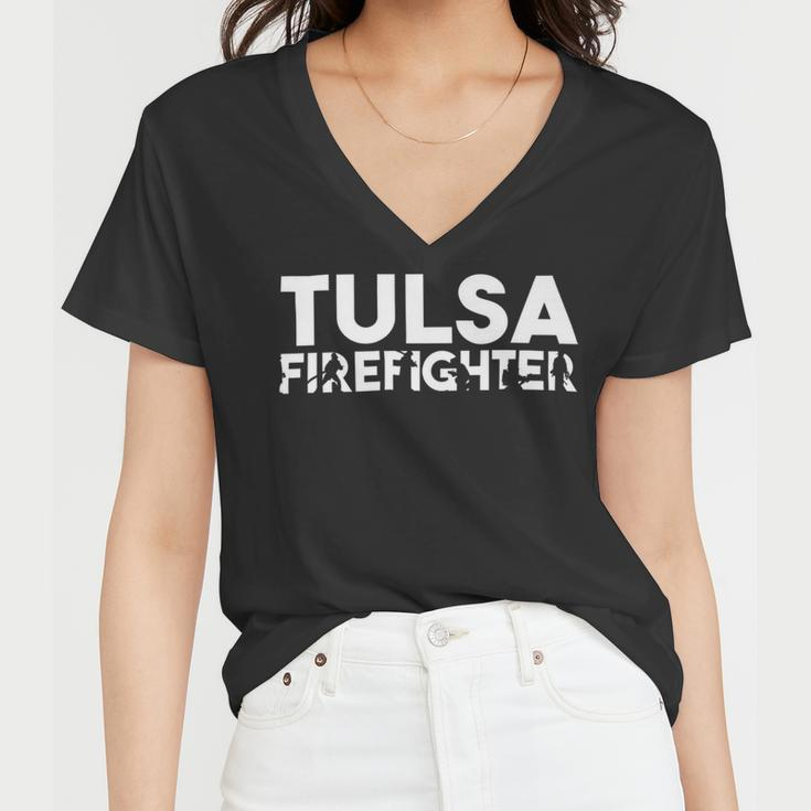 Firefighter Tulsa Firefighter Dad Proud Firefighter Fathers Day V3 Women V-Neck T-Shirt