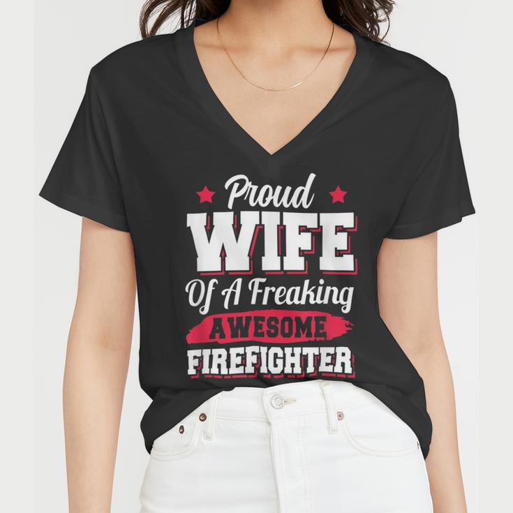 Firefighter Volunteer Fireman Firefighter Wife Women V-Neck T-Shirt
