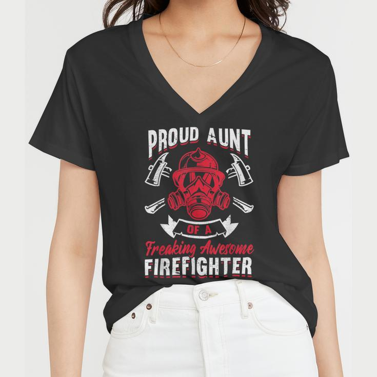 Firefighter Wildland Fireman Volunteer Firefighter Aunt Fire Department V2 Women V-Neck T-Shirt