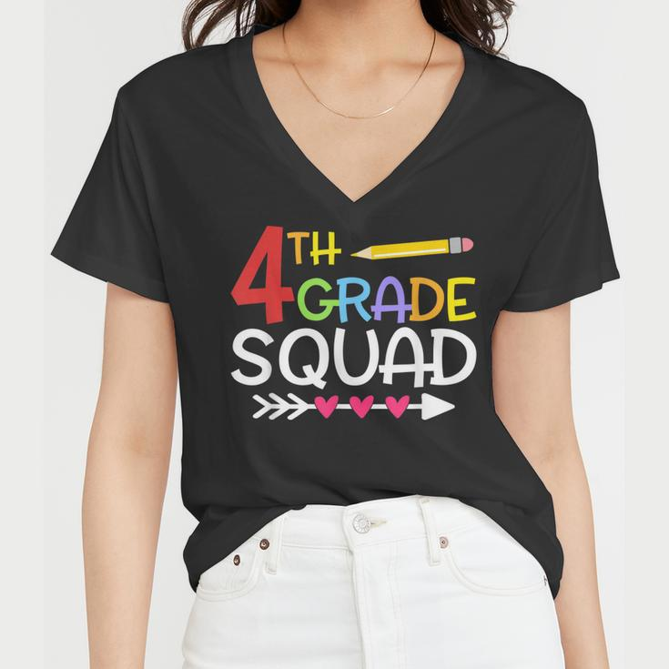 Fourth Grade Pencil Cute 4Th Grade Squad Teacher Student Women V-Neck T-Shirt