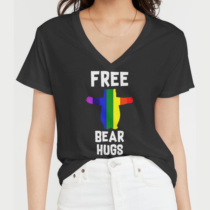 Free Bear Hugs Gay Pride Tshirt Women V-Neck T-Shirt