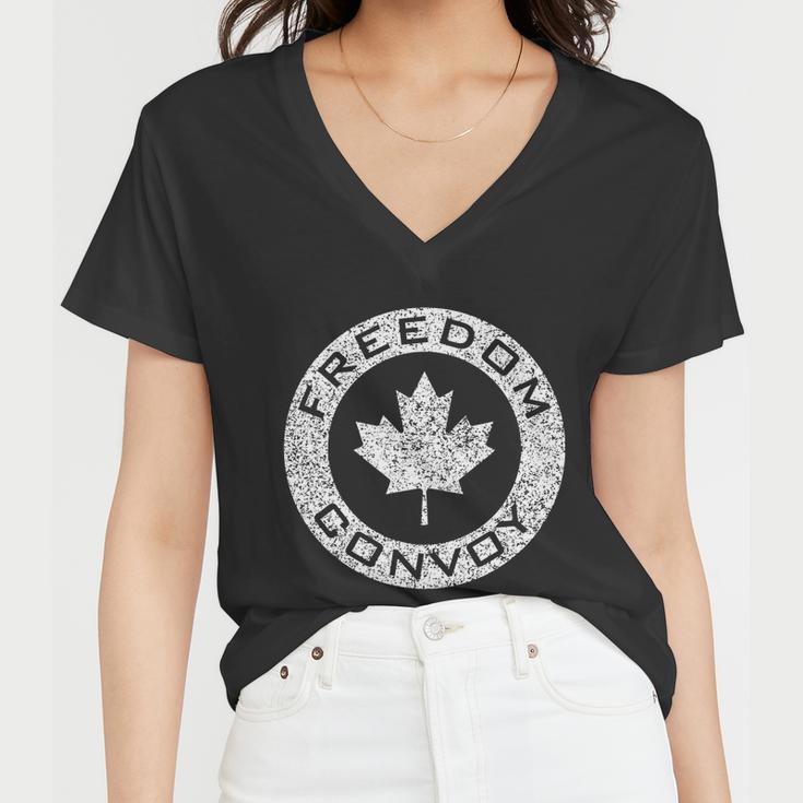 Freedom Convoy 2022 Canadian Maple Leaf Trucker Women V-Neck T-Shirt