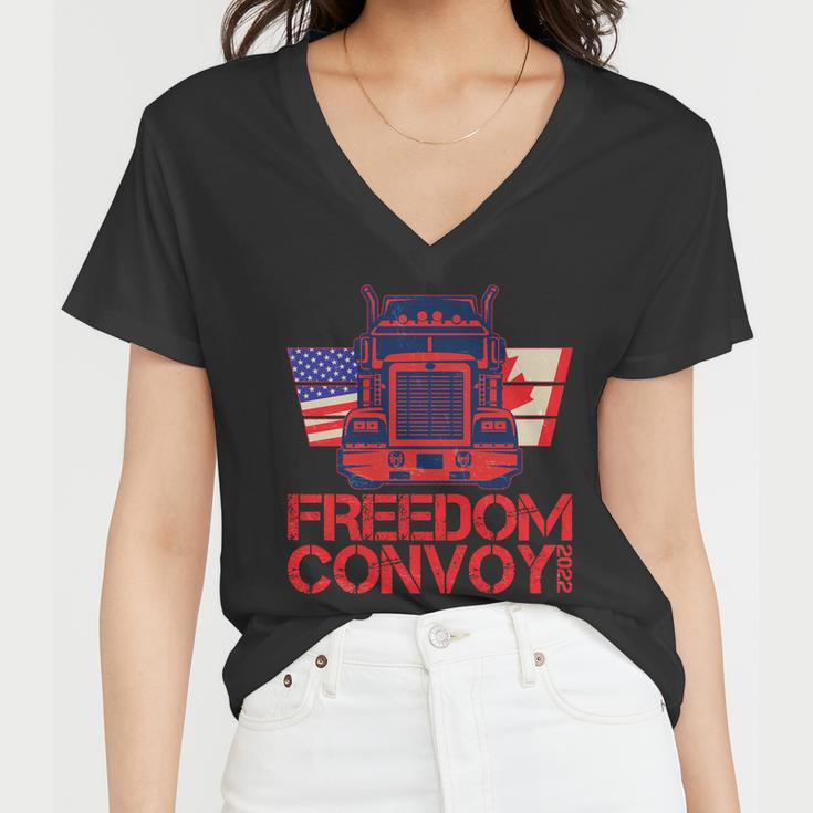 Freedom Convoy 2022 Usa Canada Truckers Tshirt Women V-Neck T-Shirt