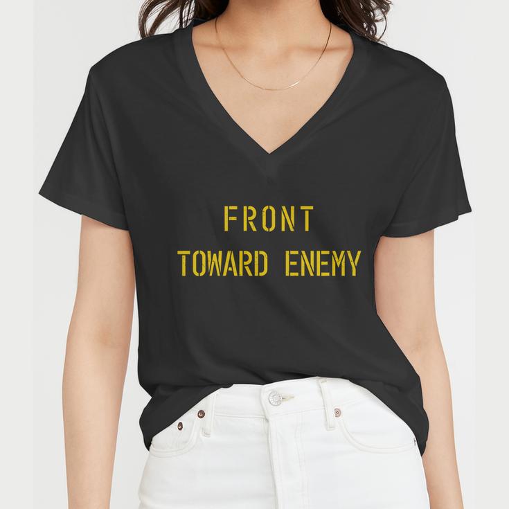 Front Toward Enemy Military Quote Vintage Women V-Neck T-Shirt