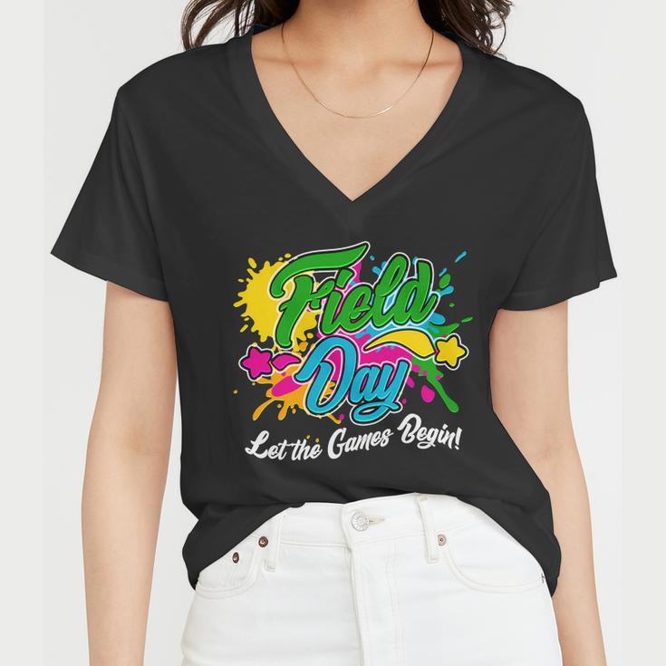 Fun Field Day Let The Games Begin Women V-Neck T-Shirt