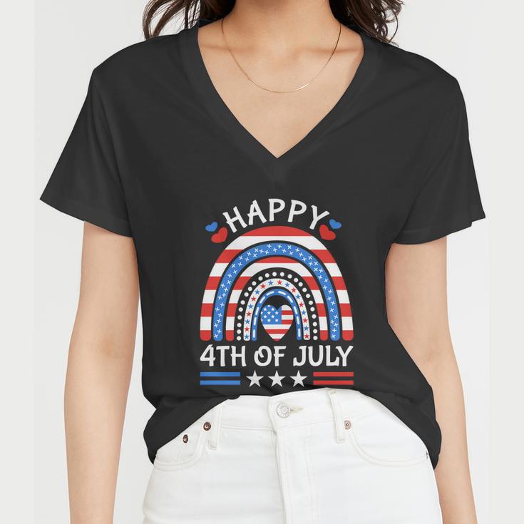 Funny 4Th Of July Cat American Flag V2 Women V-Neck T-Shirt