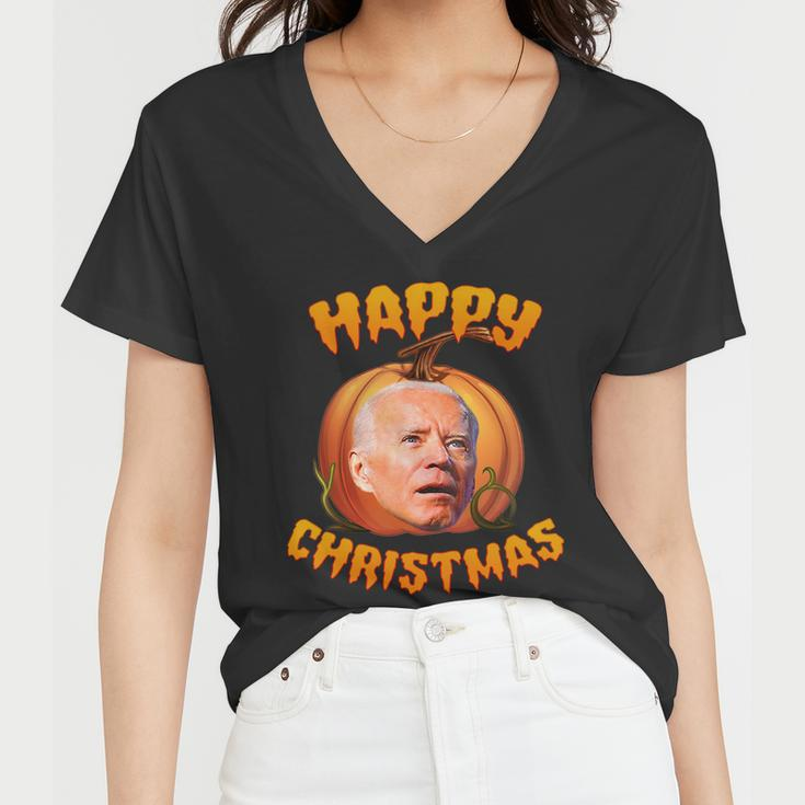 Funny Biden Happy Christmas Halloween Women V-Neck T-Shirt