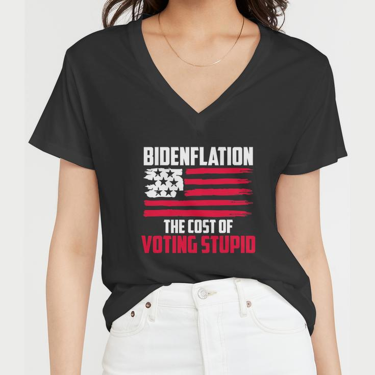 Funny Bidenflation The Cost Of Voting Stupid Anti Biden Women V-Neck T-Shirt