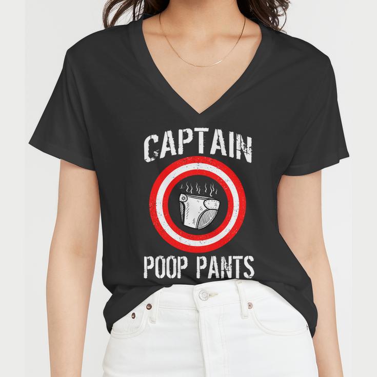 Funny Captain Poop Pants Tshirt Women V-Neck T-Shirt