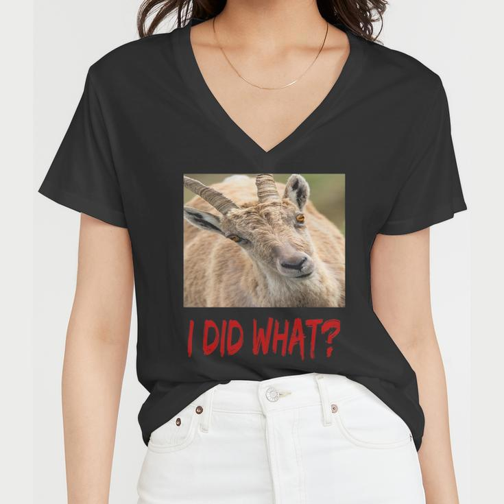 Funny Horned Scapegoat Tee I Did What Women V-Neck T-Shirt