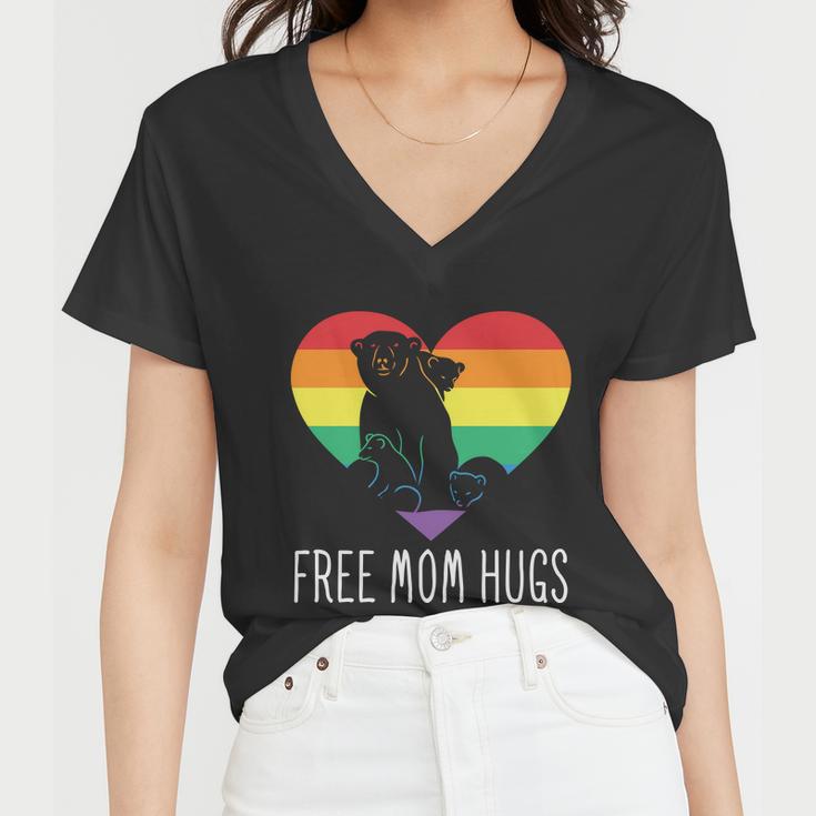 Funny Lgbt Free Mom Hugs Pride Month Women V-Neck T-Shirt