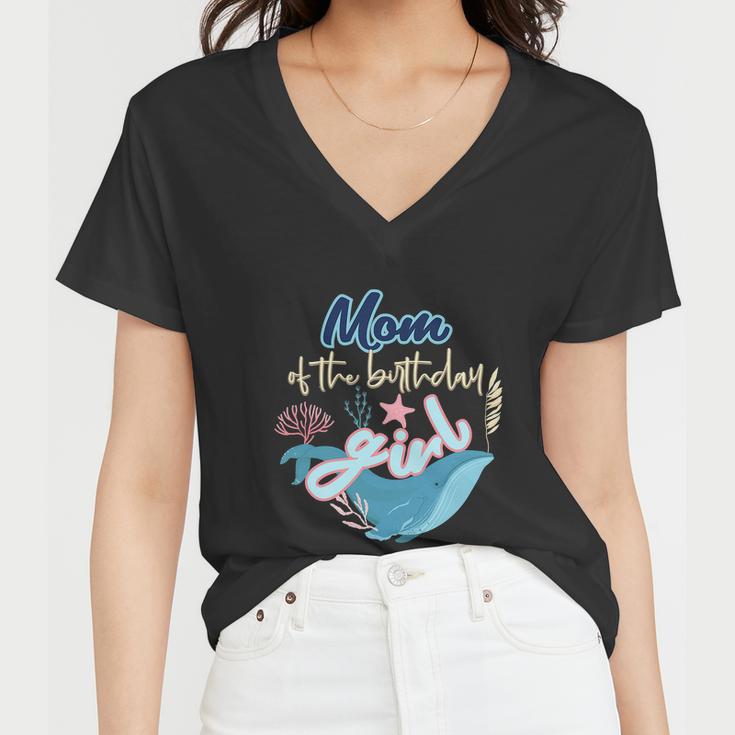 Funny Mom Of The Birthday Girl Under The Sea Women V-Neck T-Shirt