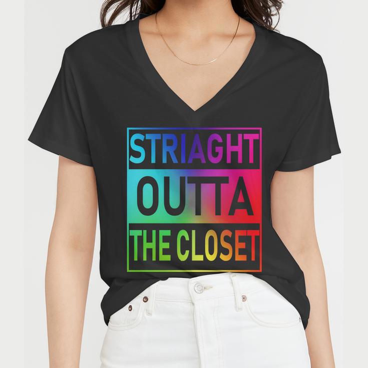 Gay Pride Straight Outta The Closet Tshirt Women V-Neck T-Shirt