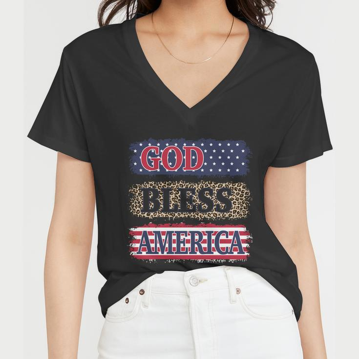 God Bless America Patriotic 4Th Of July Independence Day Gift Women V-Neck T-Shirt