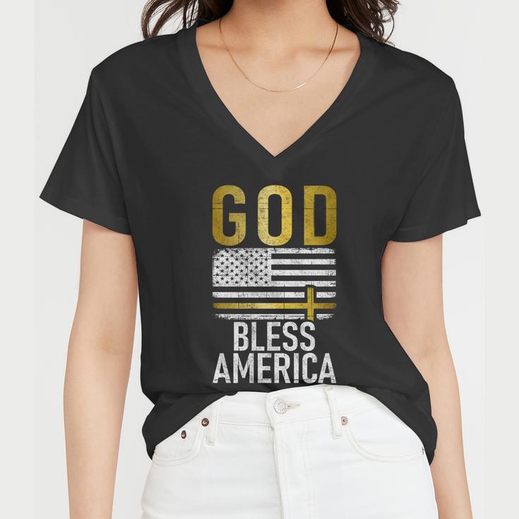 God Bless America Usa 4Th July Independence Gift Women V-Neck T-Shirt