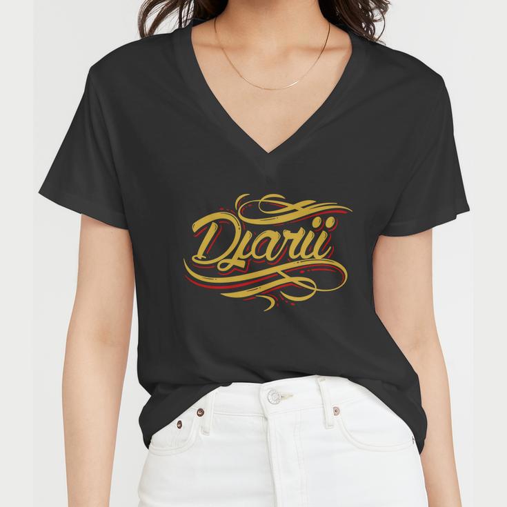 Gold Foil Script Tshirt Women V-Neck T-Shirt