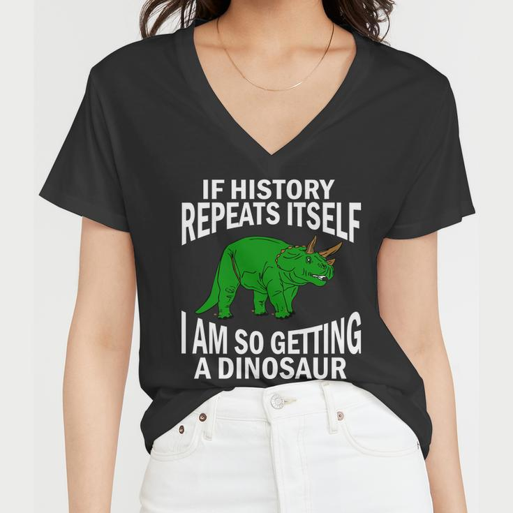 History Repeating Dinosaur Tshirt Women V-Neck T-Shirt
