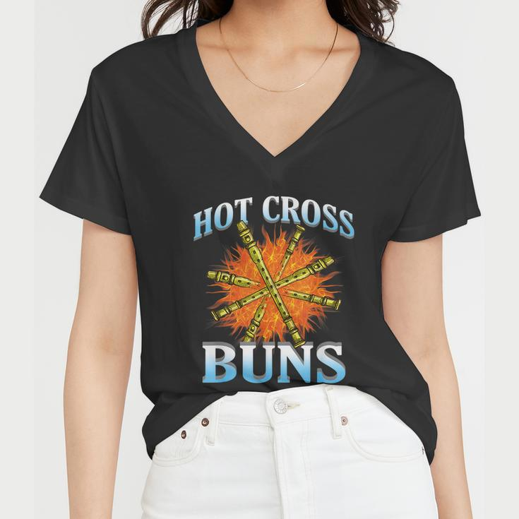 Hot Cross Buns Funny Trendy Hot Cross Buns Graphic Design Printed Casual Daily Basic V3 Women V-Neck T-Shirt