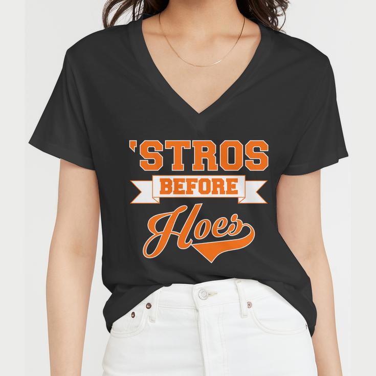 Houston Stros Before Hoes Baseball Script Tshirt Women V-Neck T-Shirt