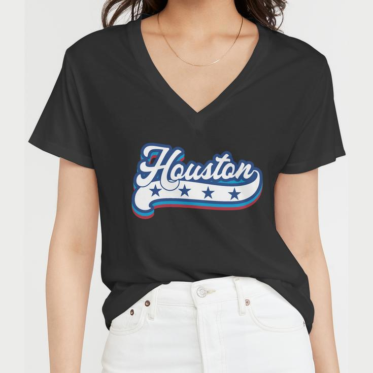Houston Texas 4Th Of July American Usa Patriotic America Women V-Neck T-Shirt