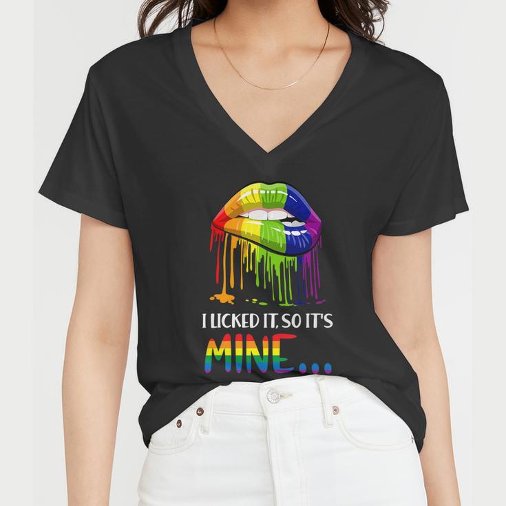 I Licked It So It Mine Gay Pride Lgbt Pride Tshirt Women V-Neck T-Shirt