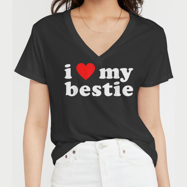 I Love My Bestie Best Friend Bff Cute Matching Friends Heart Women V-Neck T-Shirt