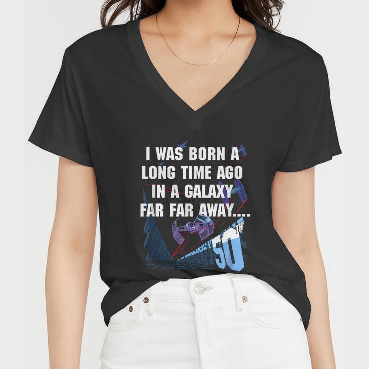 I Was Born A Long Time Ago 50Th Birthday Portrait Graphic Design Printed Casual Daily Basic Women V-Neck T-Shirt
