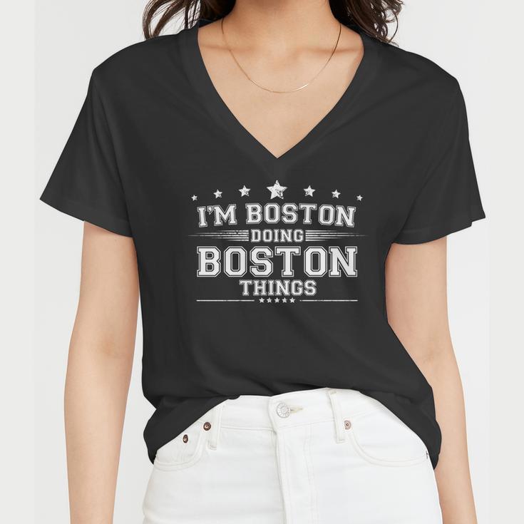 Im Boston Doing Boston Things Women V-Neck T-Shirt