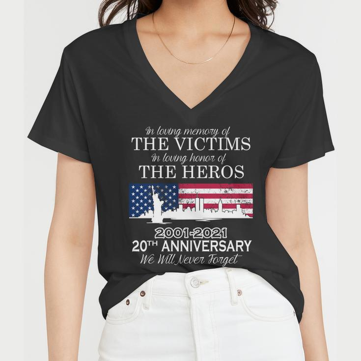 In Loving Memory Of The Victims Heroes 911 20Th Anniversary Women V-Neck T-Shirt