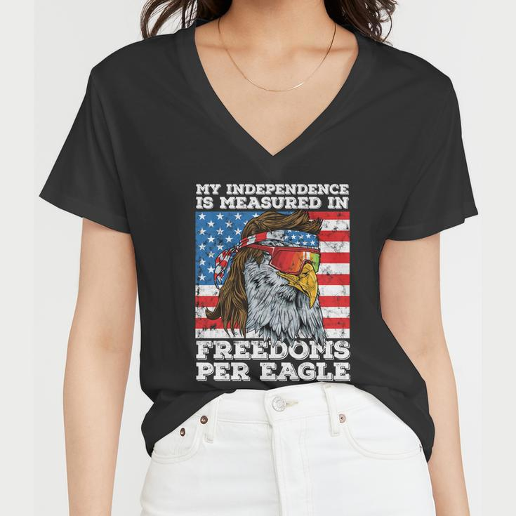 Independence Measured In Freedoms Per Eagle Usa 4Th Of July Cute Gift Women V-Neck T-Shirt