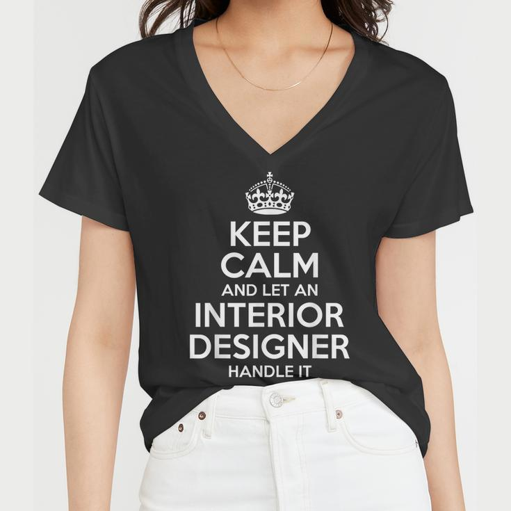 Interior Designer Gift Funny Job Title Profession Birthday Women V-Neck T-Shirt