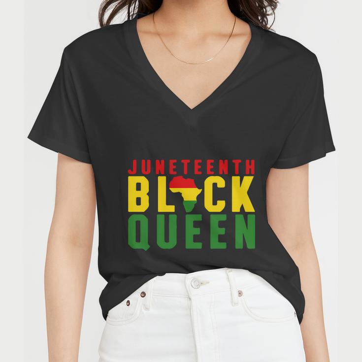 Juneteenth Black Queen Women V-Neck T-Shirt