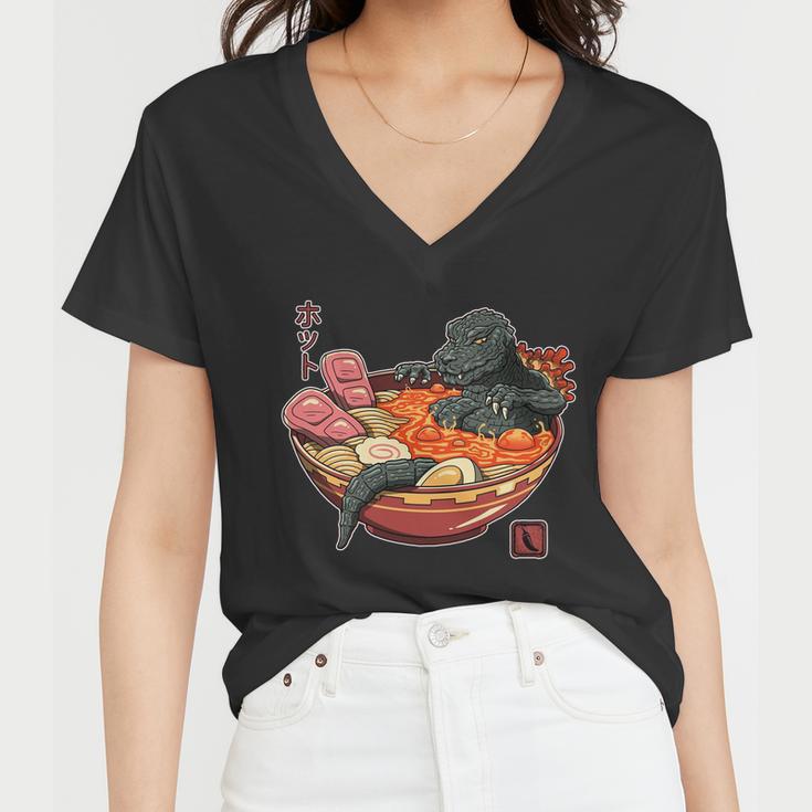 Kaiju Lava Ramen Women V-Neck T-Shirt