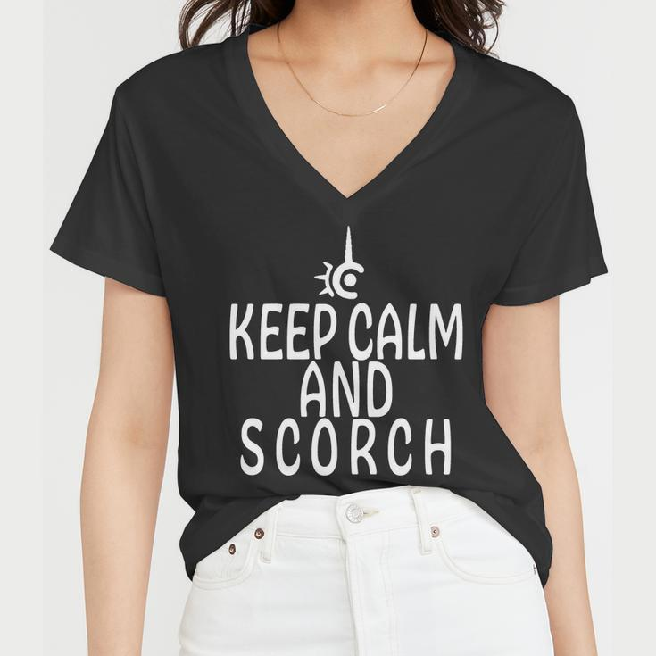 Keep Calm And Scorch Ff14 Red Mage Women V-Neck T-Shirt