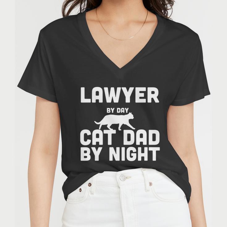 Lawyer By Day Cat Dad By Night Women V-Neck T-Shirt