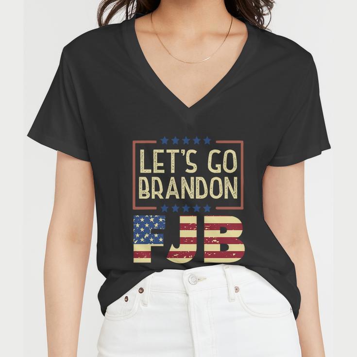 Lets Go Brandon Fjb Funny Meme Women V-Neck T-Shirt