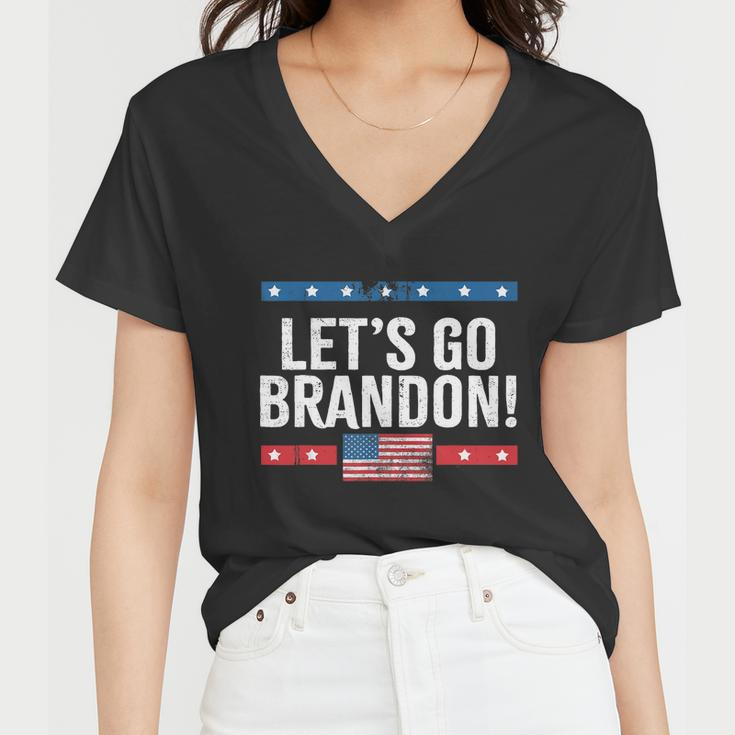 Lets Go Brandon Lets Go Brandon Vintage Us Flag Tshirt Women V-Neck T-Shirt