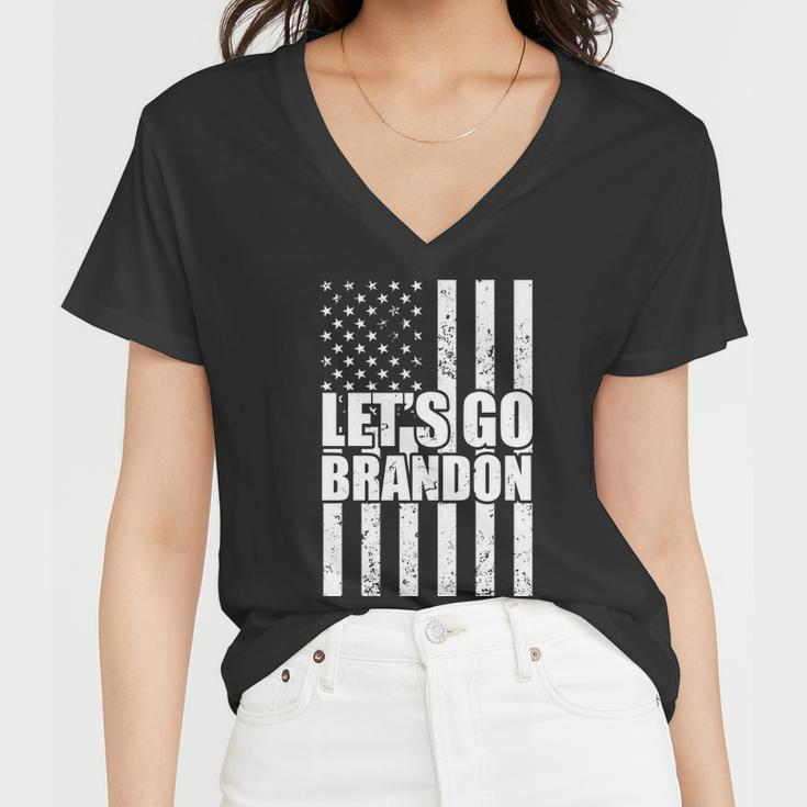 Lets Go Brandon Vintage American Flag Tshirt Women V-Neck T-Shirt