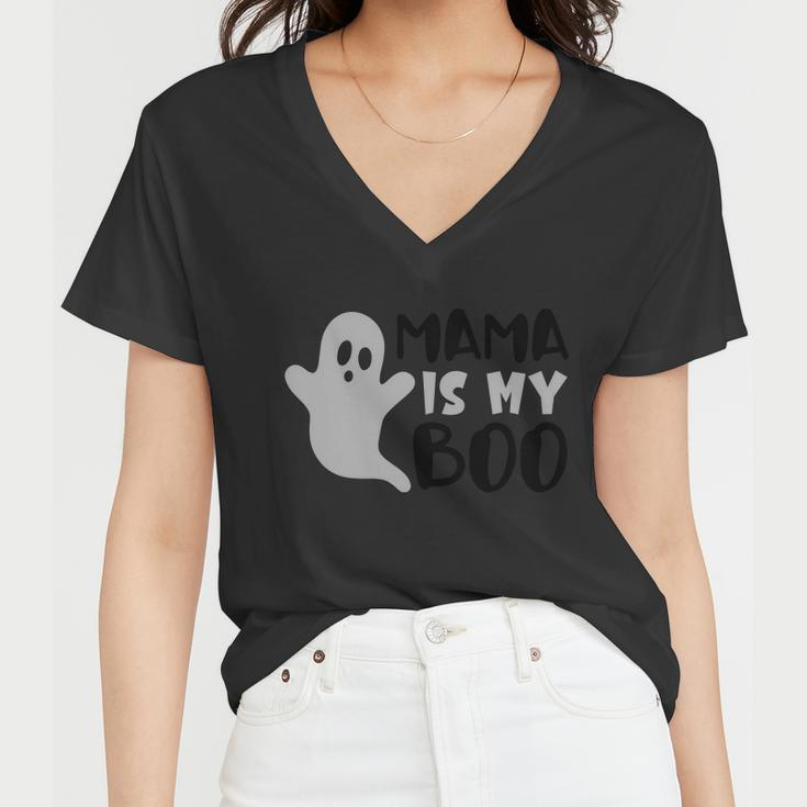 Mama Is My Boo Ghost Halloween Quote Women V-Neck T-Shirt